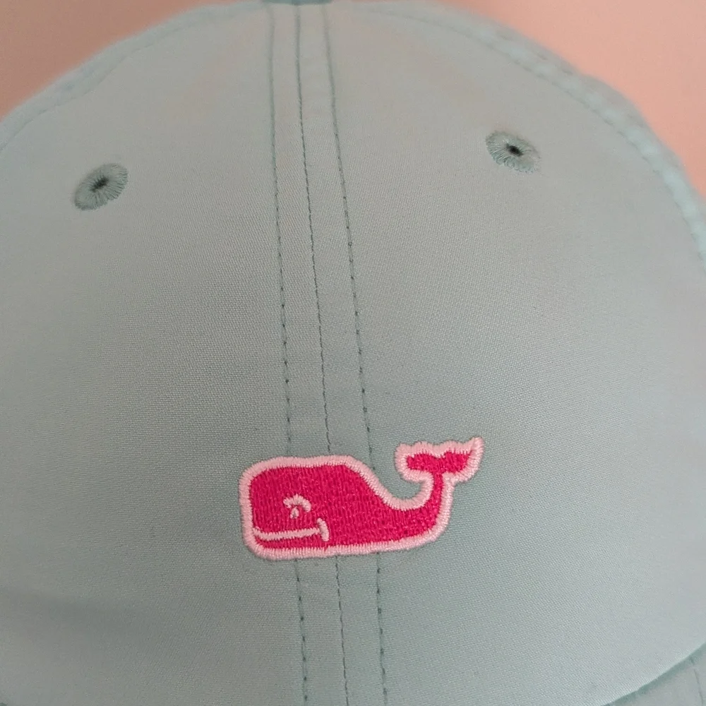 Vineyard Vines Mint Green Baseball Cap Pink Whale Adjustable Ponytail Hat